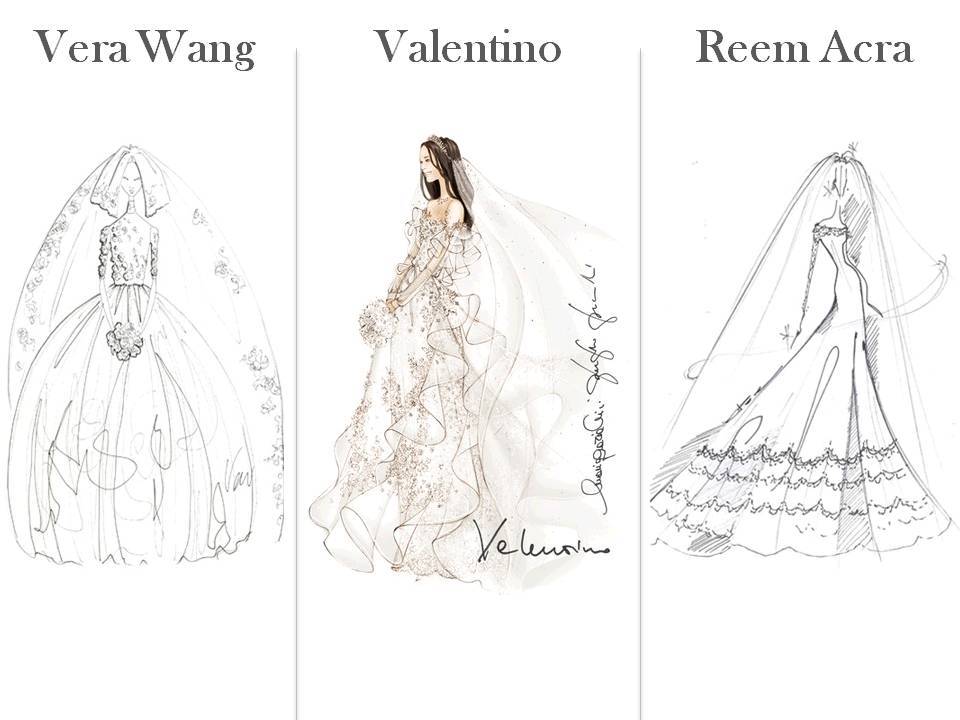 960x720 Vera Wang, Valentino And Reem Acra Bridal Sketches For Kate Middleton - Valentino Sketches