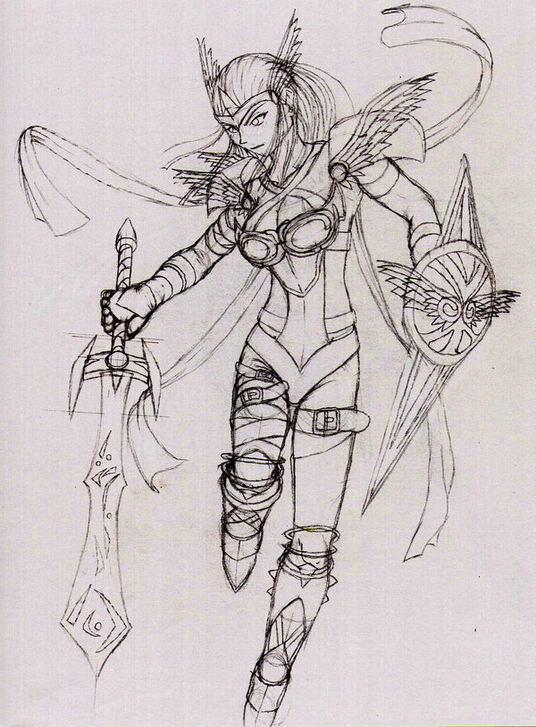 600x814 Valkyrie Sketch By Warrior Of Winds - Valkyrie Sketch