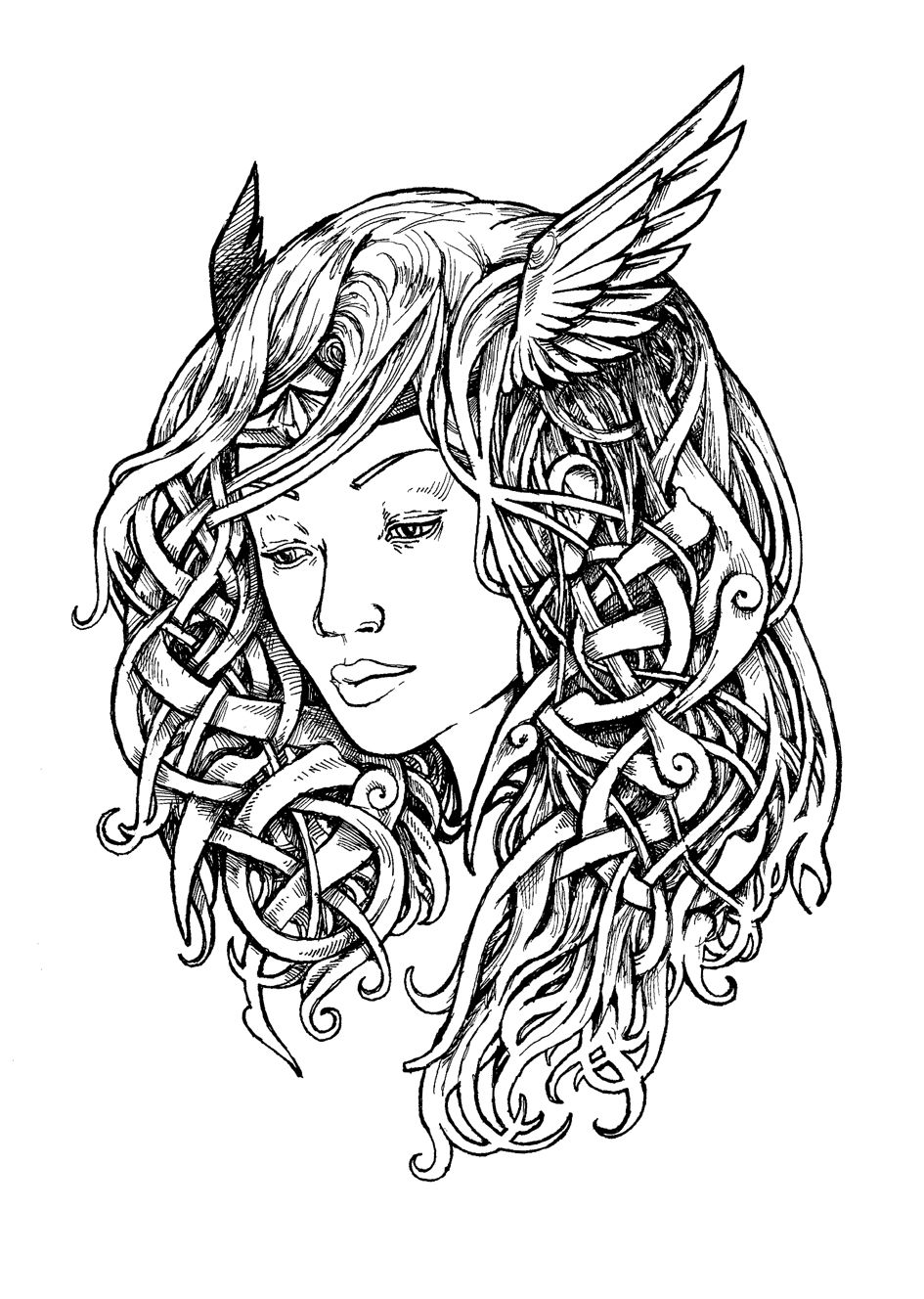 945x1328 Valkyrie Tattoo Design - Valkyrie Sketch