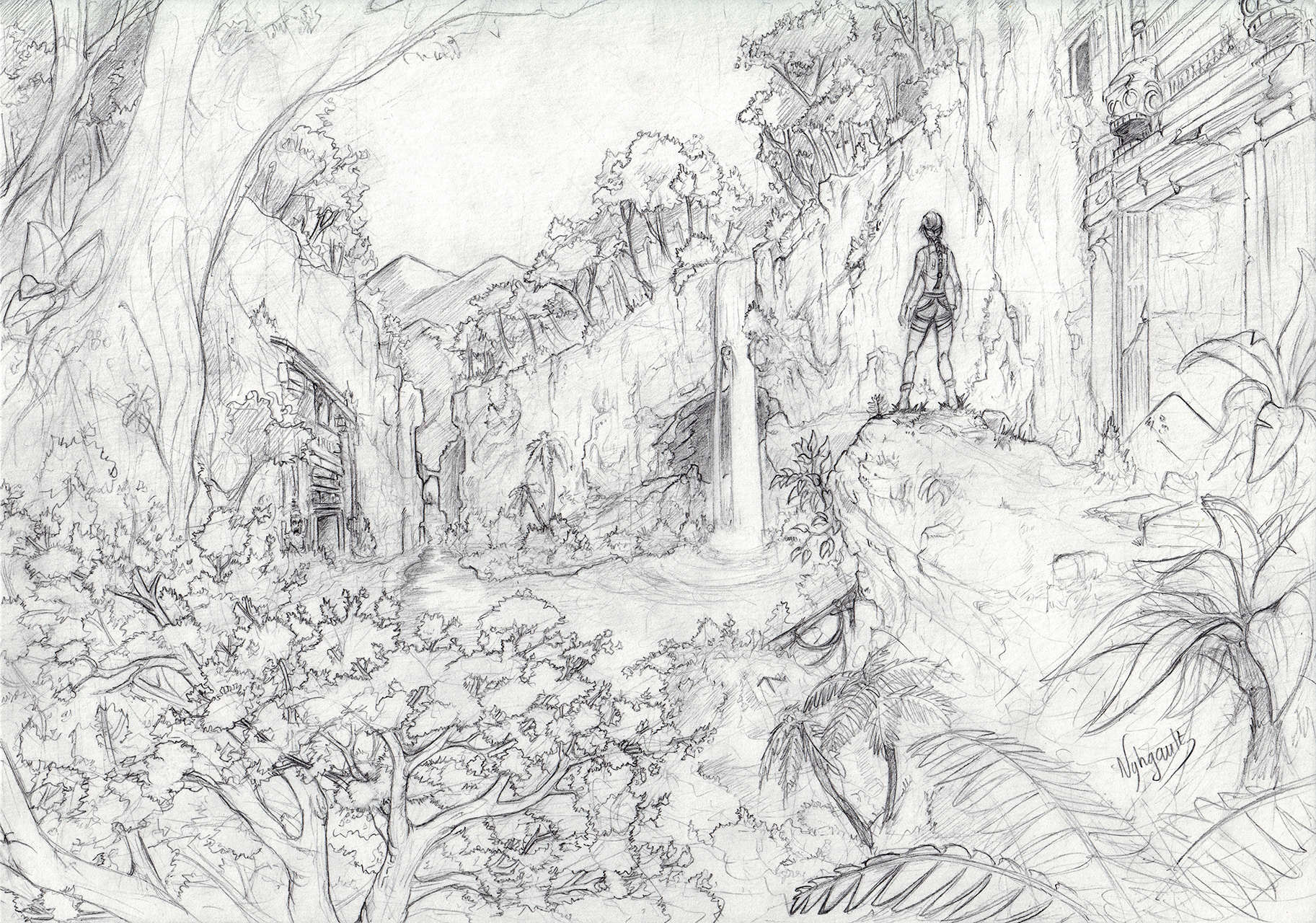 1825x1280 Sketch] The Lost Valley By Nyhgault - Valley Sketch