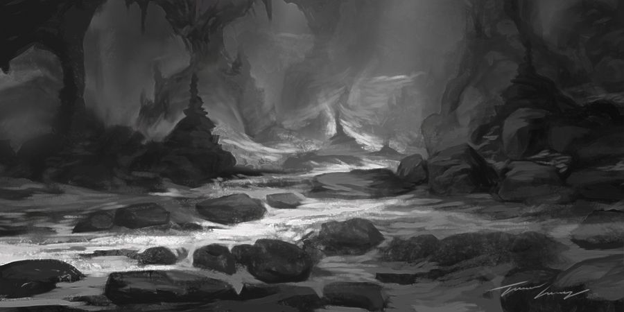 900x450 Sketch Oasis Desert By On - Value Sketch