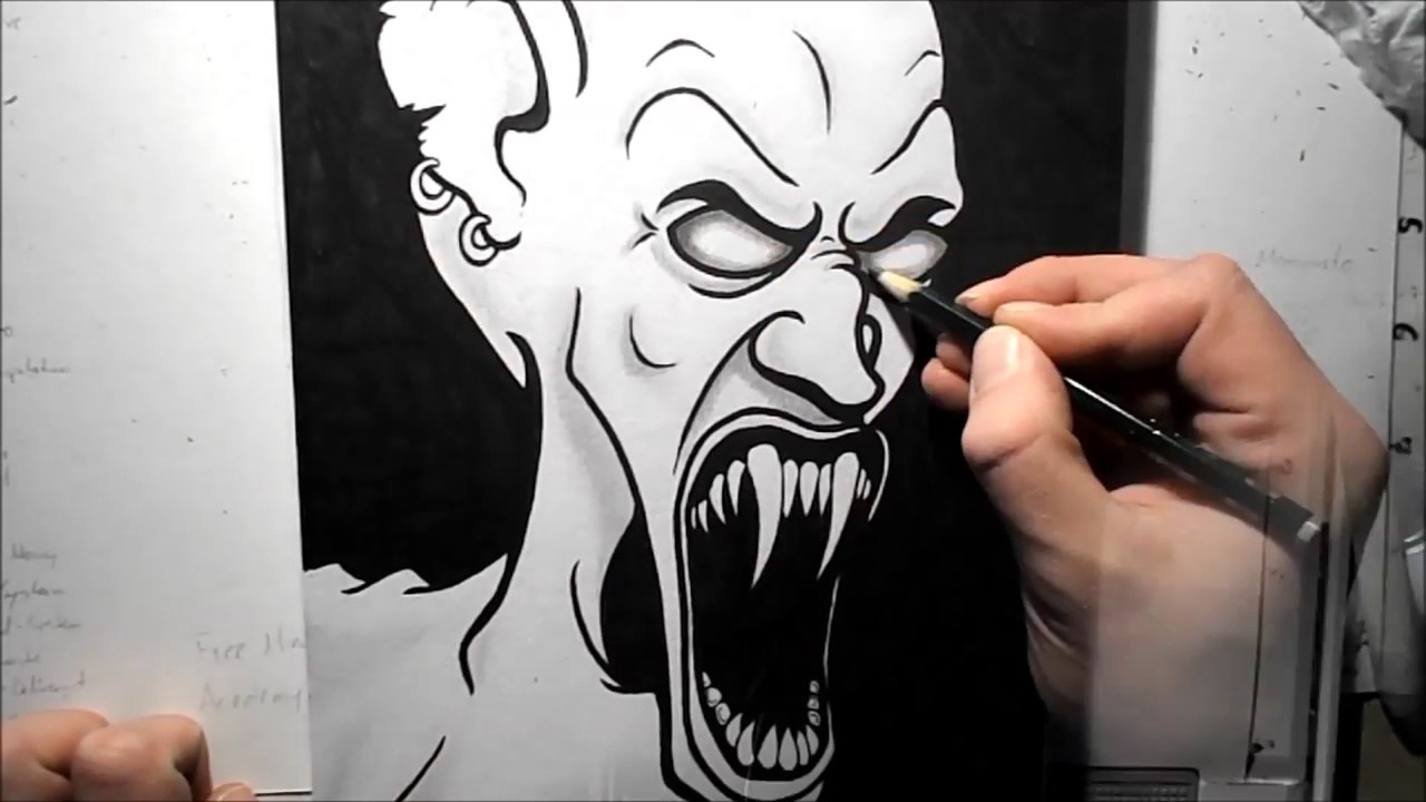 1280x720 How To Draw A Scary Vampire Face - Vampire Face Sketch