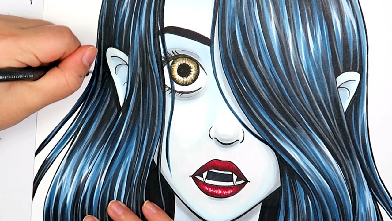 1280x720 Marker Illustration - Vampire Girl Sketch