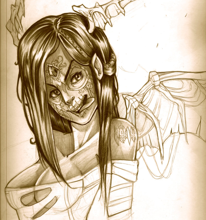 800x856 Vampire Girl (Sketch) By Orangerainn - Vampire Girl Sketch