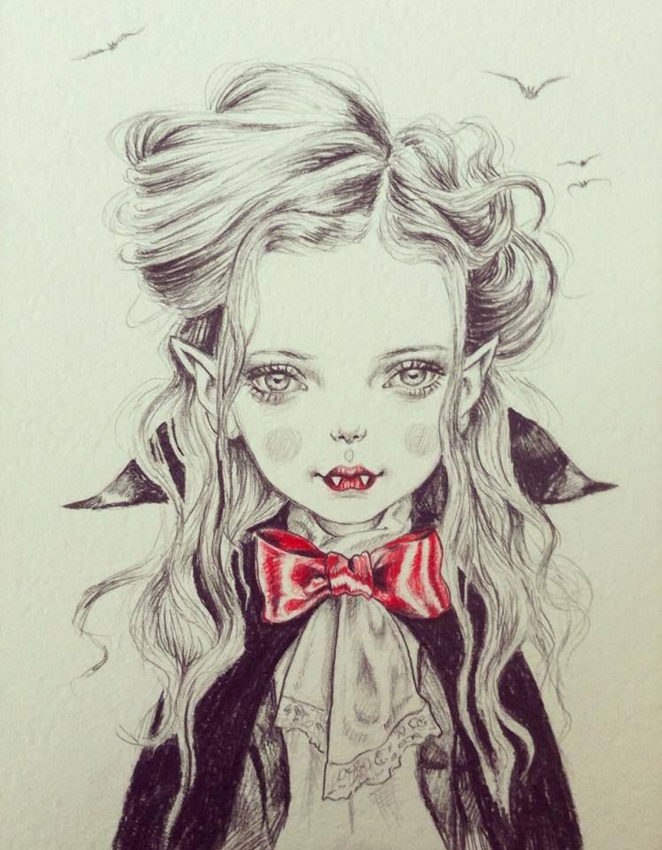 Vampire Girl Sketch at PaintingValley.com | Explore collection of ...