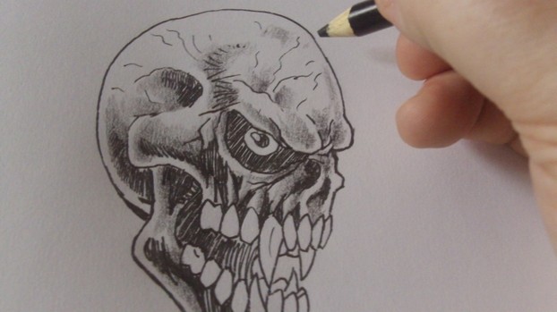 622x349 How To Draw Vampire Skulls - Vampire Skull Sketch
