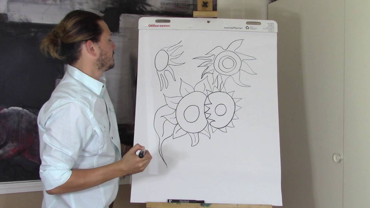 1280x720 Vincent Van Gogh - Van Gogh Sunflowers Sketch