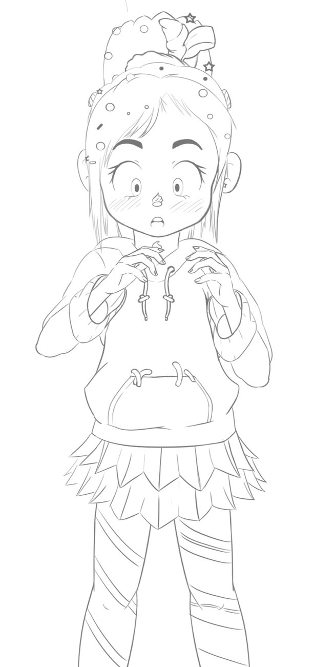 613x1301 Vanellope Von Schweetz Sketch By Vicse - Vanellope Von Schweetz Sketch