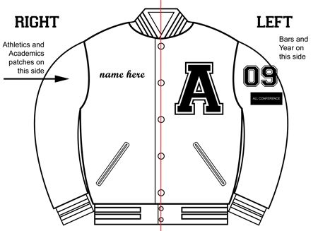 450x327 Letterman Jacket Patches Placement - Varsity Jacket Sketch