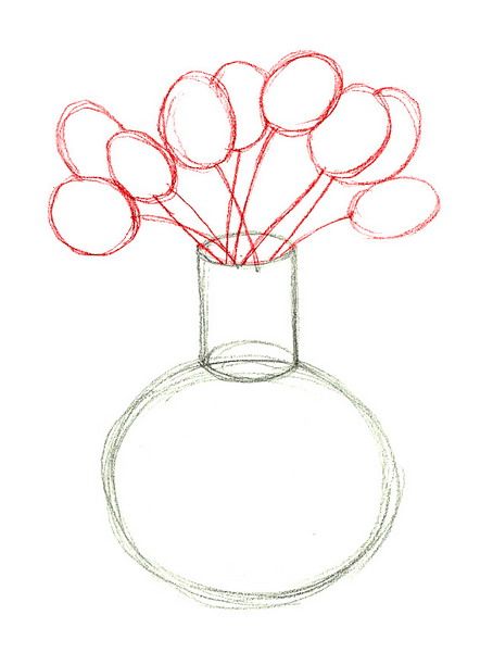 454x612 How To Draw Flowers In A Vase Drawing Flowers Amp Leaves - Vase Sketch