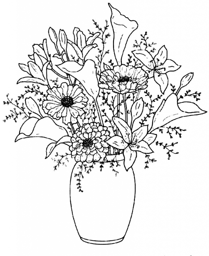 834x1024 Vase Of Flowers Drawing Now Flower In Vase Drawing Drawings Of - Vase Sketch
