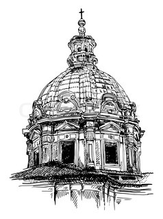 238x320 Original Digital Drawing Of Rome Italy Cityscape For Your Travel - Vatican Sketch