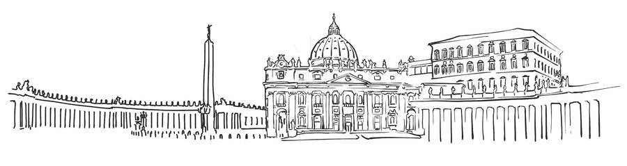 900x239 Vatican City Panorama Sketch Hebstreits - Vatican Sketch
