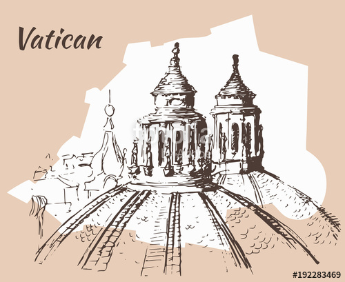 500x409 Vatican City. Sketch With Map Stock Image And Royalty Free Vector - Vatican Sketch