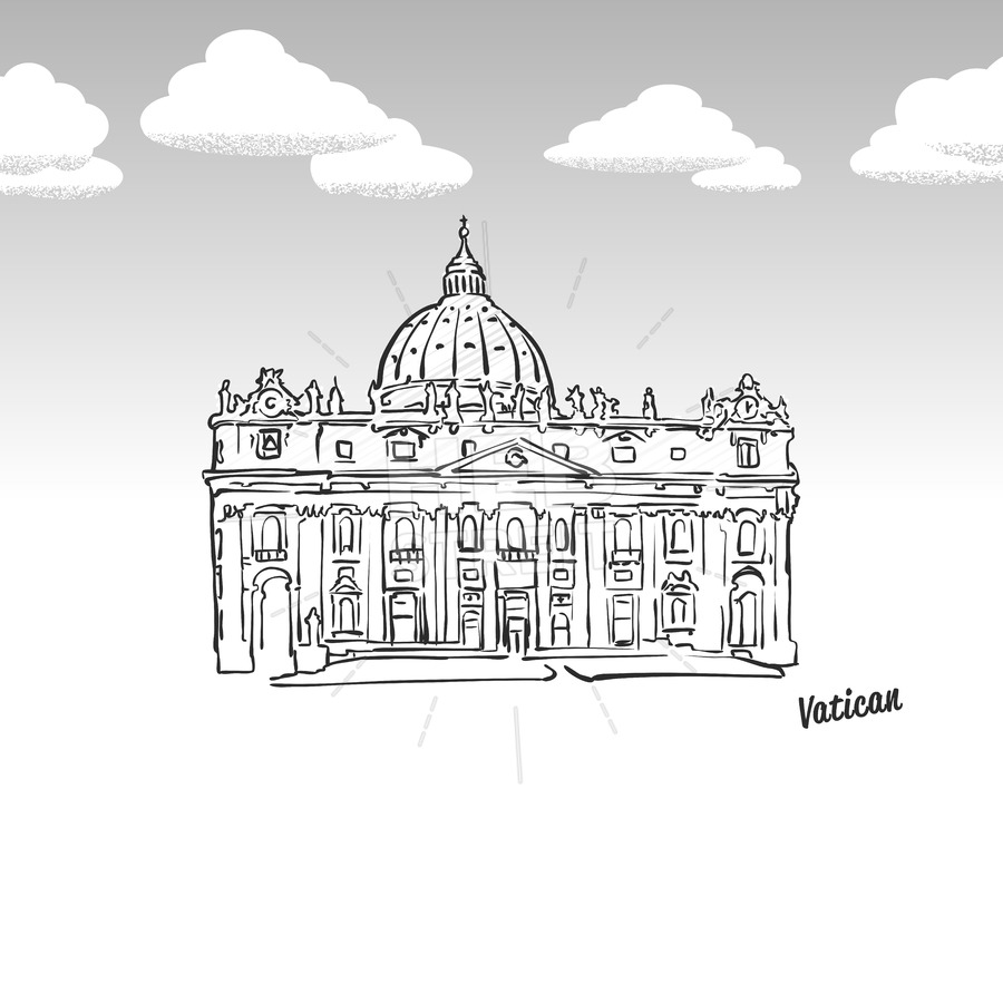 900x900 Vatican Famous Landmark Sketch Hebstreits - Vatican Sketch