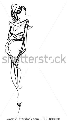 258x470 Vector Graphic With Beautiful Young Girl Model For Design. Fashion - Vector Graphics Sketch