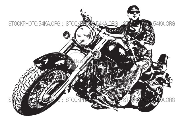 647x431 Bikerman Man On A Motorcycle Vector Graphics - Vector Graphics Sketch