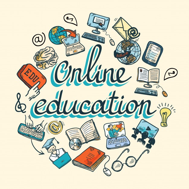 626x626 Online Education E Learning Science Sketch Concept With Computer - Vector Sketch Online