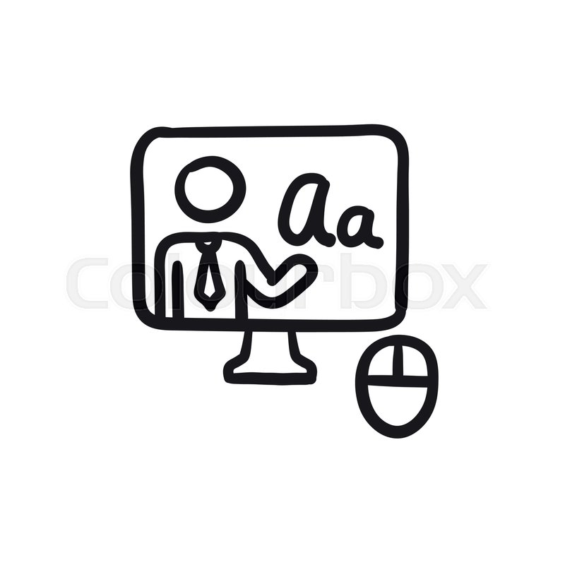 800x800 Online Education Vector Sketch Icon Isolated On Background. Hand - Vector Sketch Online