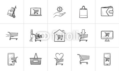 400x240 Online Shopping And E Commerce Hand Drawn Outline Doodle Icon Set - Vector Sketch Online