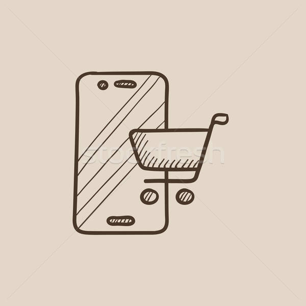 600x600 Online Shopping Sketch Icon. Vector Illustration Andrei Krauchuk - Vector Sketch Online