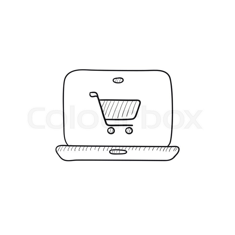 800x800 Online Shopping Vector Sketch Icon Isolated On Background. Hand - Vector Sketch Online