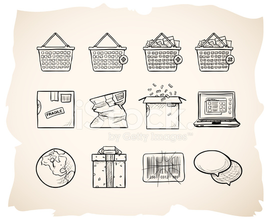 540x439 Sketch Online Shopping Icons Stock Vector - Vector Sketch Online