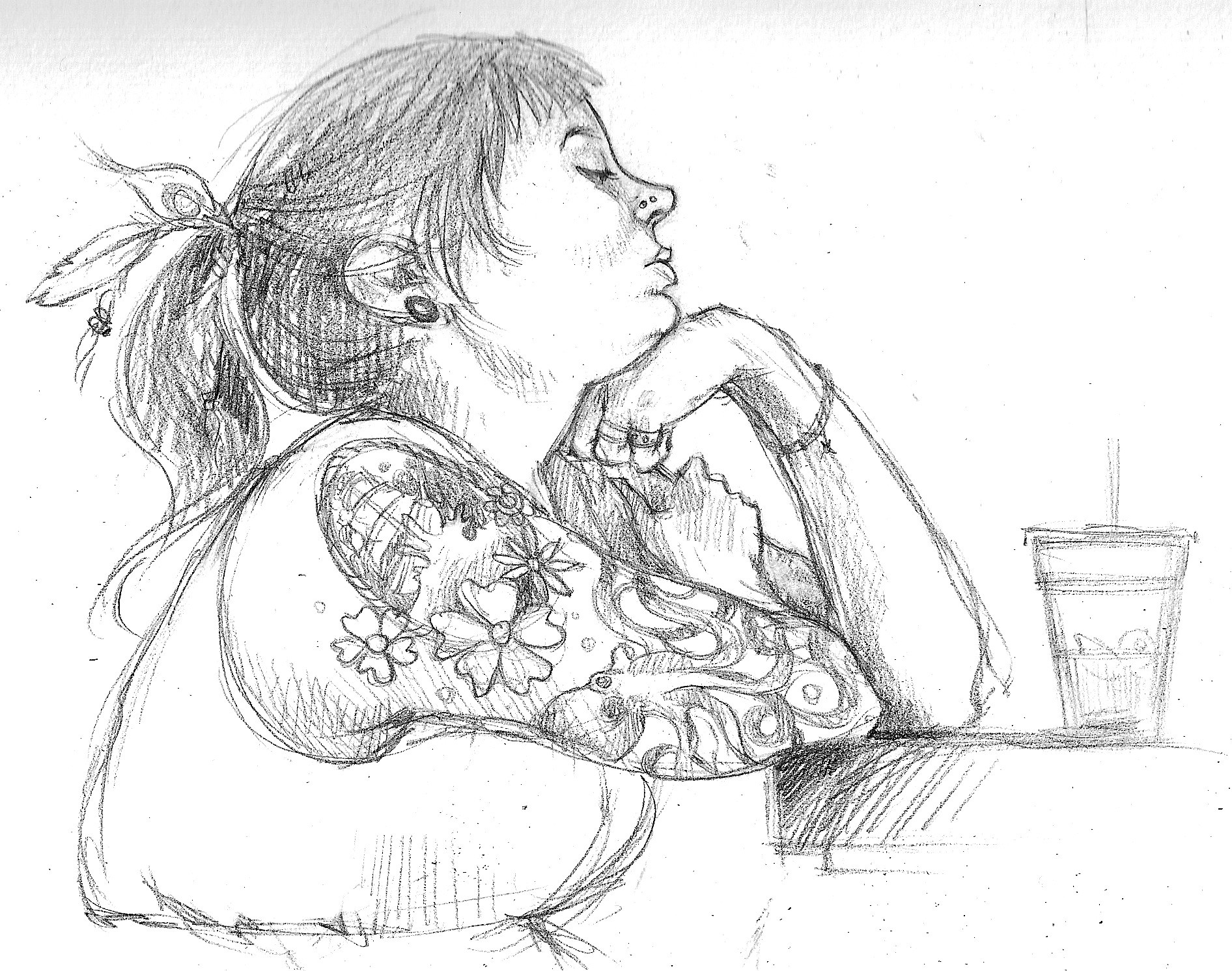 1892x1492 Sketch Of A Girl I Saw In A Hip, Vegan South Philly Coffee Shop - Vegan Sketch