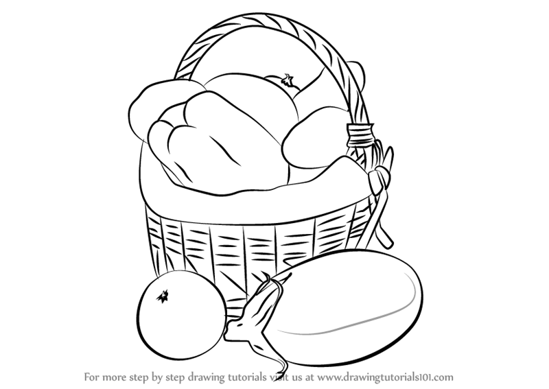 800x567 Learn How To Draw Vegetable Basket Easy (Vegetables) Step By Step - Vegetable Basket Sketch