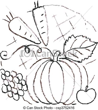 419x470 Pencil Sketch Of Vegetables. - Vegetable Sketch