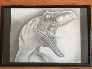 300x225 The Velociraptor Original Hb Pencil Sketch Framed 16 X 24 Ebay - Velociraptor Sketch