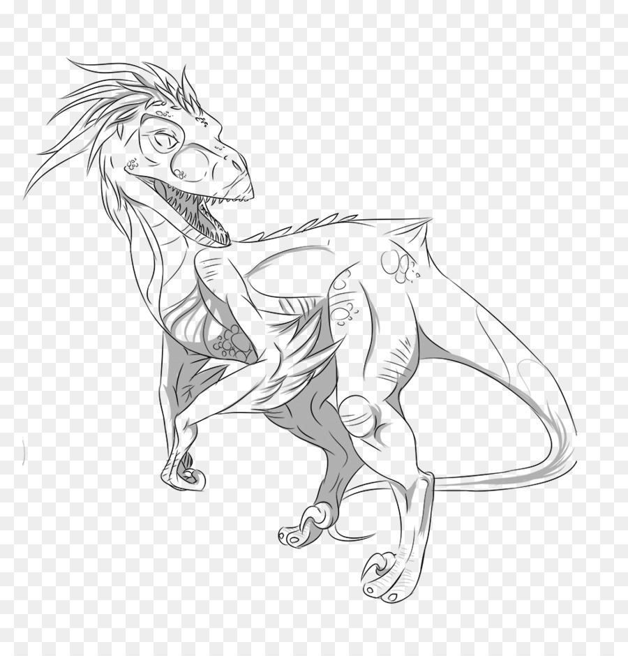 900x940 Velociraptor Line Art Drawing Sketch - Velociraptor Sketch