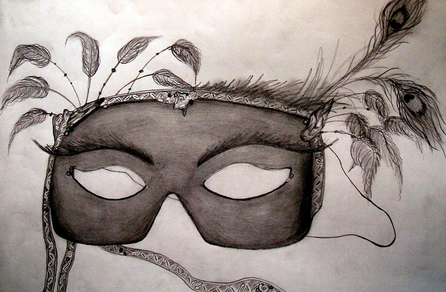 900x589 Mask Drawing, Pencil, Sketch, Colorful, Realistic Art Images - Venetian Mask Sketch