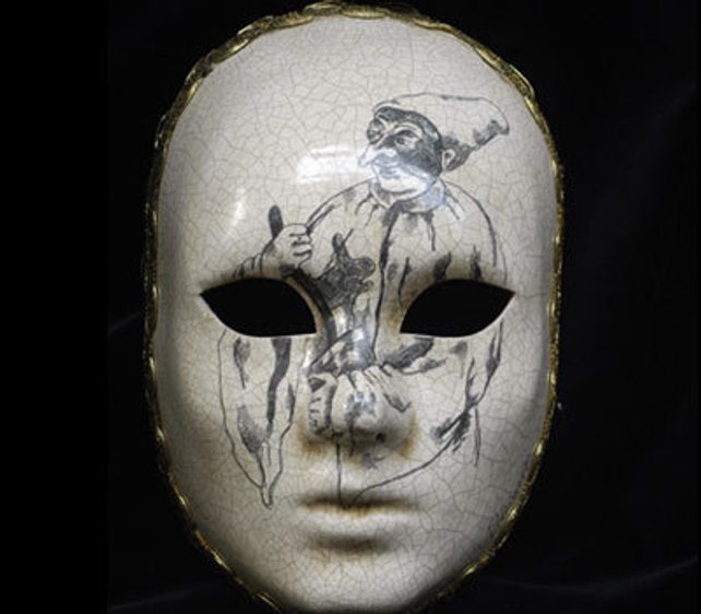 642x562 Masquerade Mask With Handmade Pencil Sketch Full Face Etsy - Venetian Mask Sketch