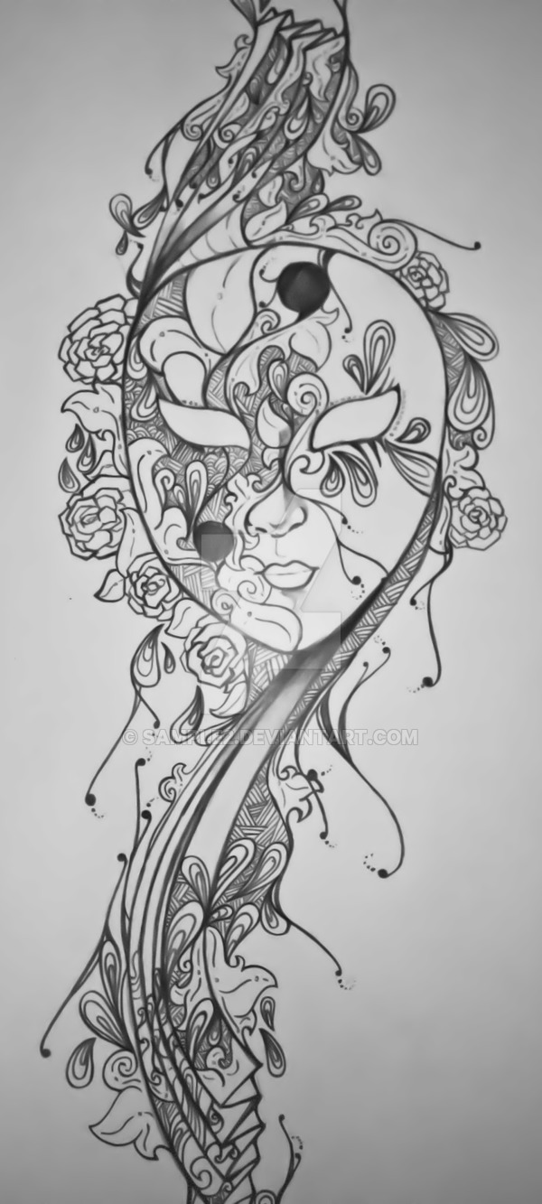 600x1333 The Venetian Mask By Sample2 - Venetian Mask Sketch