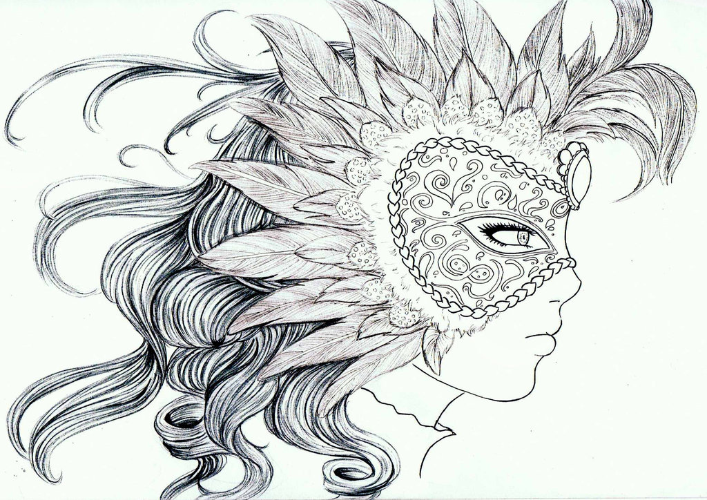 1024x724 Venetian Mask Outline By Eli150693 - Venetian Mask Sketch