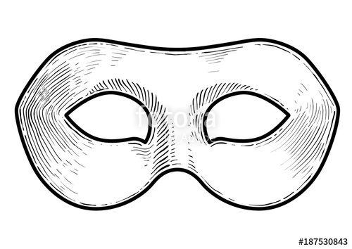 500x354 Venetian Mask Illustration, Drawing, Engraving, Ink, Line Art - Venetian Mask Sketch