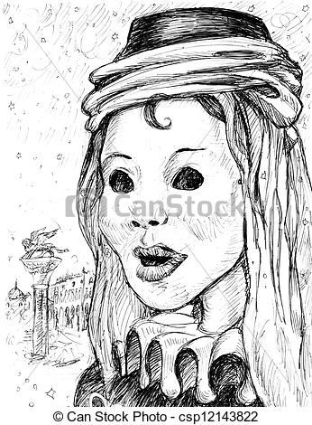 346x470 Venetian Mask. Carnival Mask In Venice, Hand Drawing. - Venetian Mask Sketch