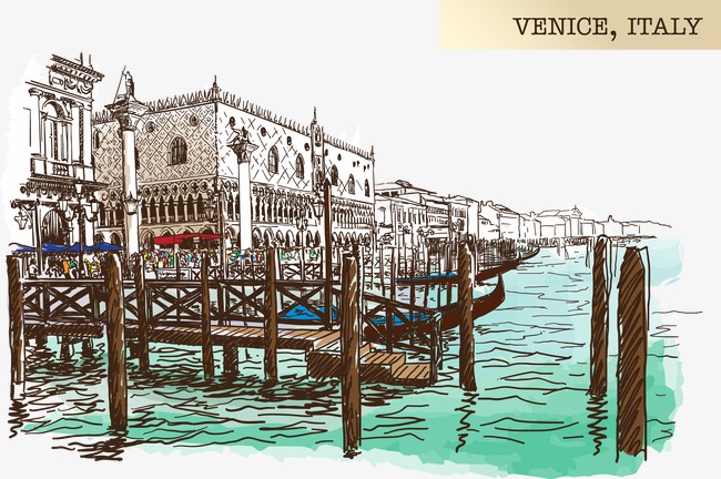 650x432 Sketch Venice, Sketch, Decoration, Vector Png And Vector For Free - Venice Sketch