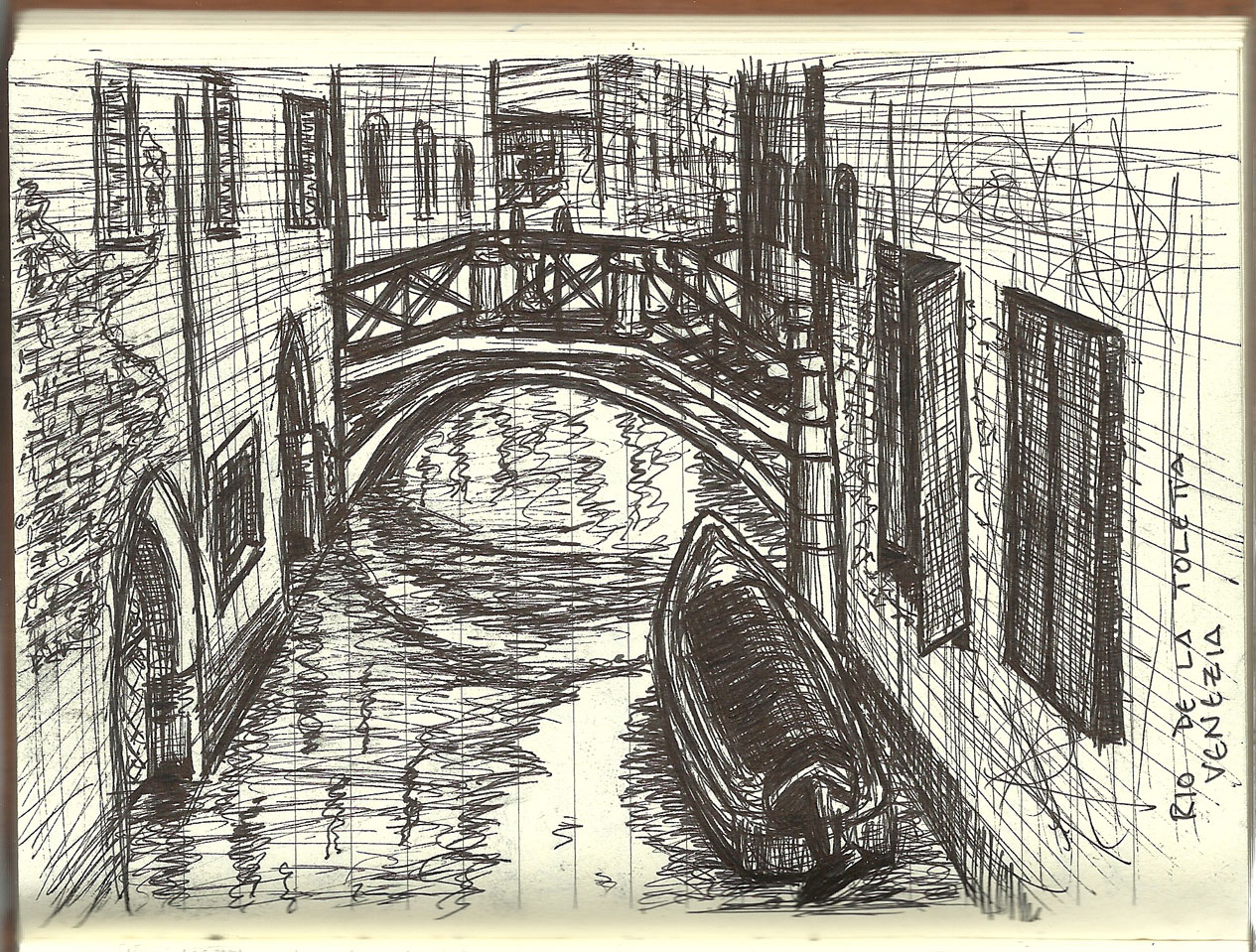 1265x959 Rio De La Toletta, Venice Sketch - Venice Sketch