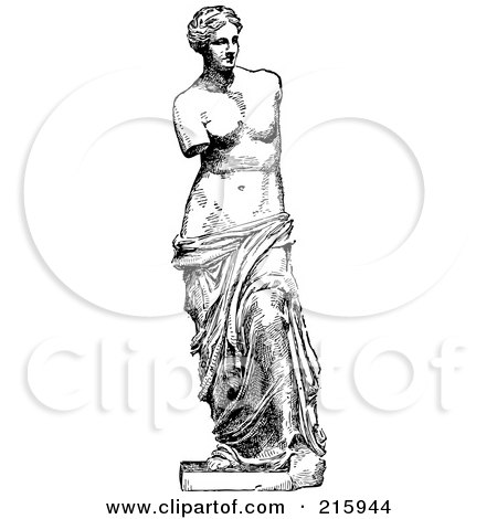 450x470 Royalty Free (Rf) Clipart Illustration Of A Black And White Sketch - Venus De Milo Sketch