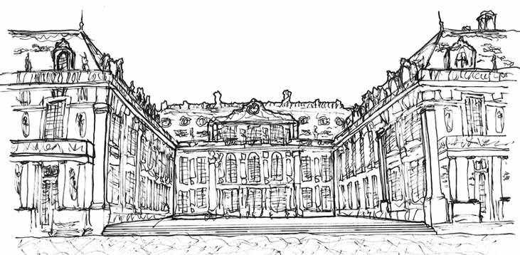 731x358 1682 Ce, Palace Of Versailles Chronology Of Architecture - Versailles Sketch