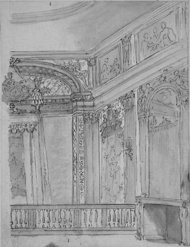 615x799 Chambre Du Roi, Versailles, Drawing. Stockholm, Nationalmuseum - Versailles Sketch