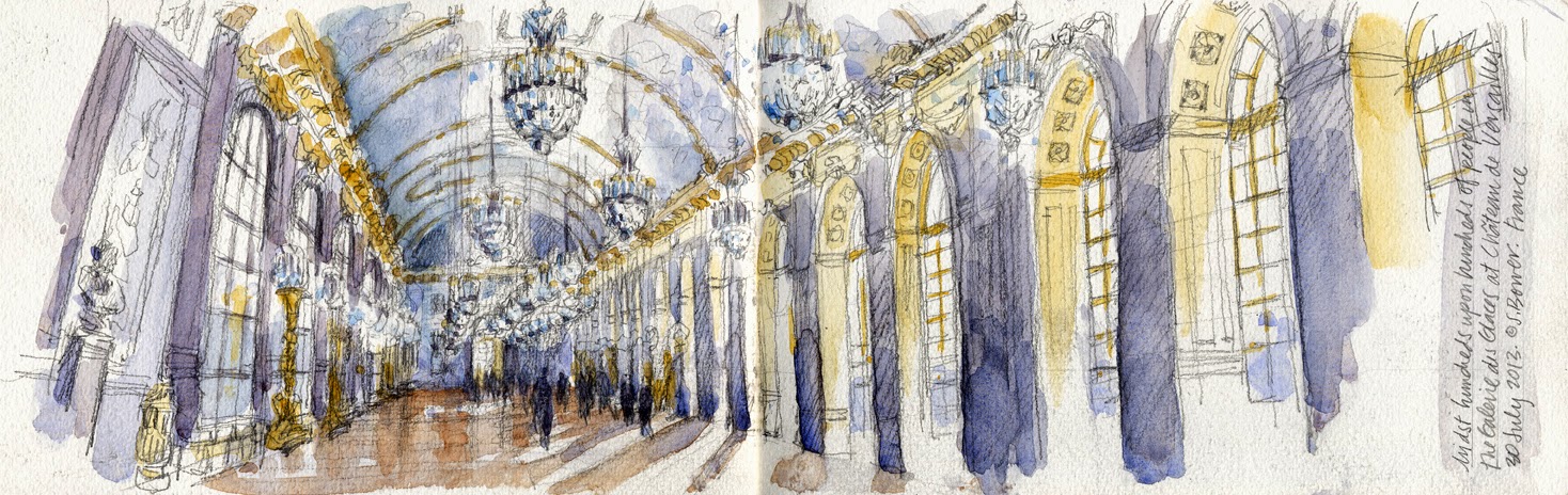 1468x464 Drawing Perspectives Inside Versailles - Versailles Sketch