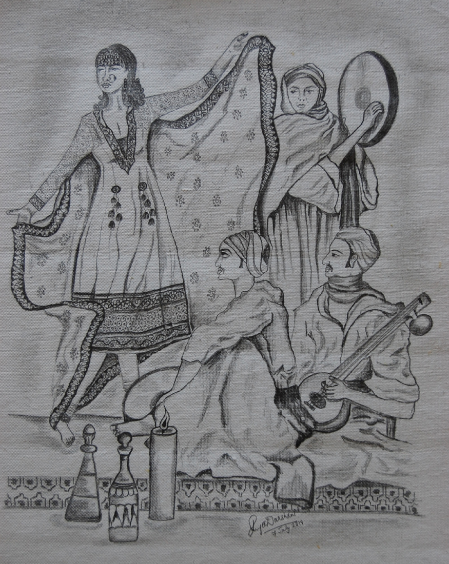 875x1100 Musician 16 X 13 Vertical Pencil Sketch Painting On Handmade - Vertical Sketch