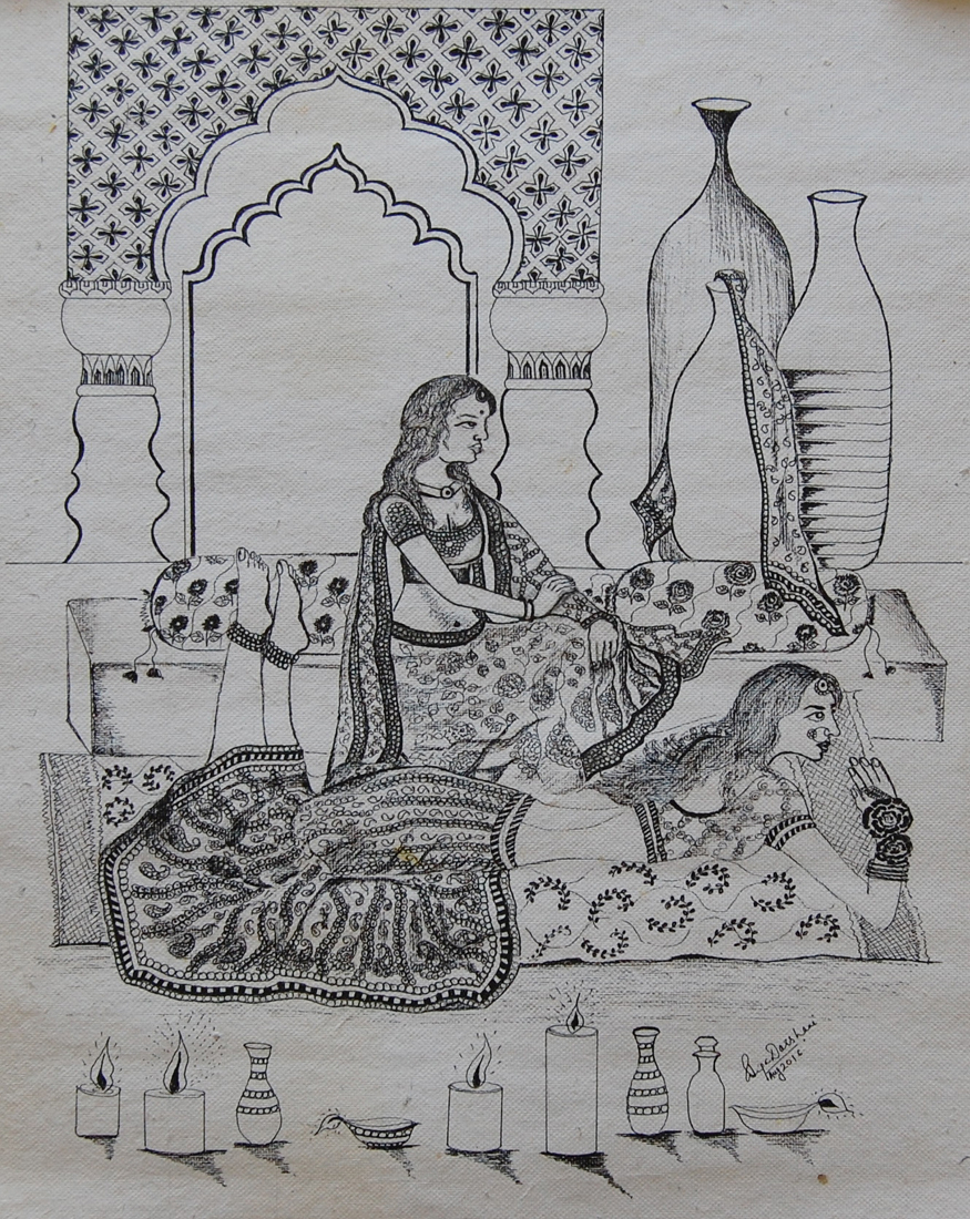 875x1100 Pencil Sketch Paintings Sketch Paintings Images Two Beauties 19 X - Vertical Sketch