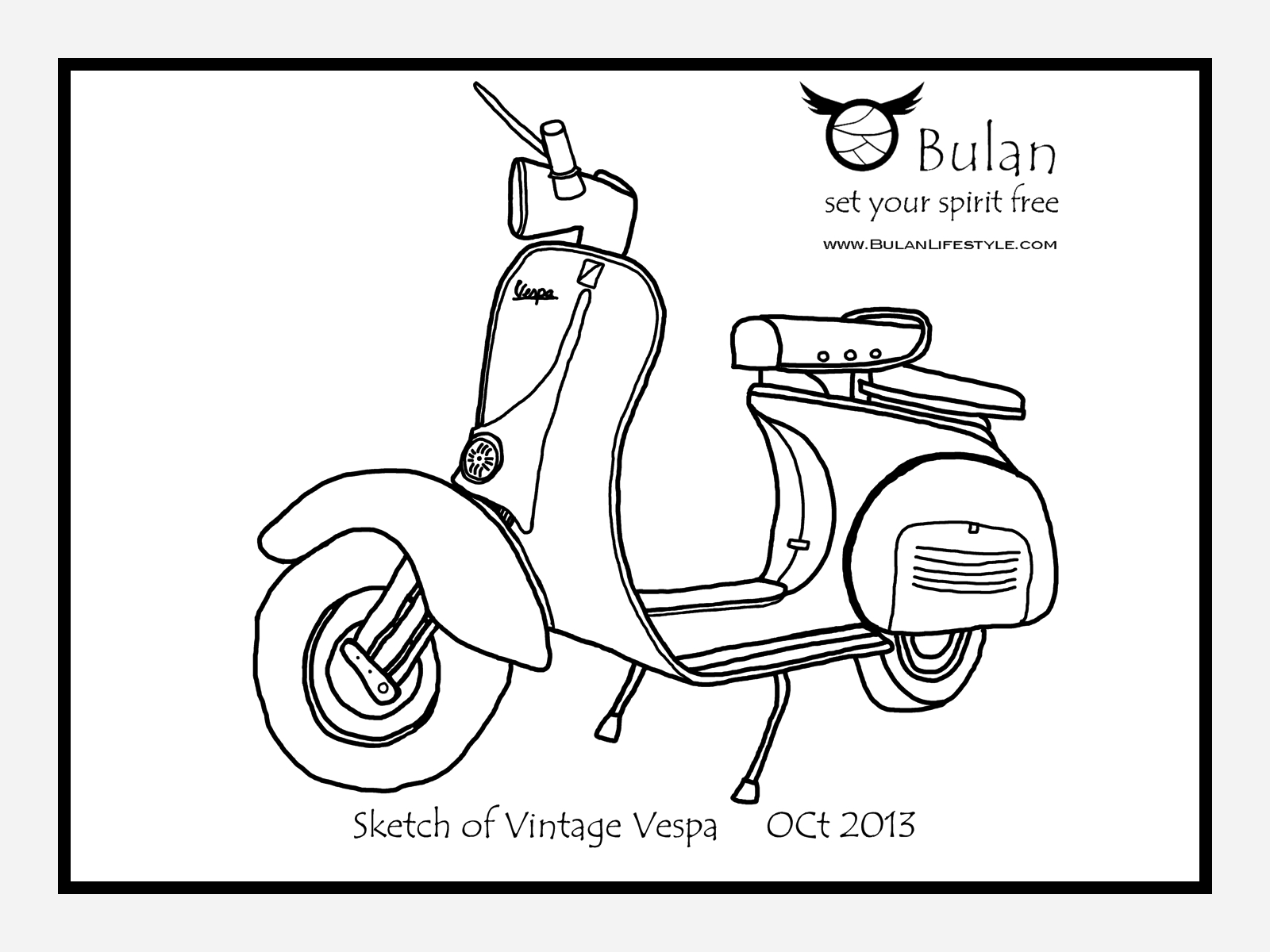 1600x1200 Sketch Of The Day 182 Vintage Vespa - Vespa Sketch