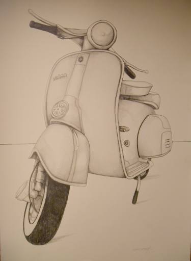 375x512 Vespa! Drawing By Peter Wedel Saatchi Art - Vespa Sketch