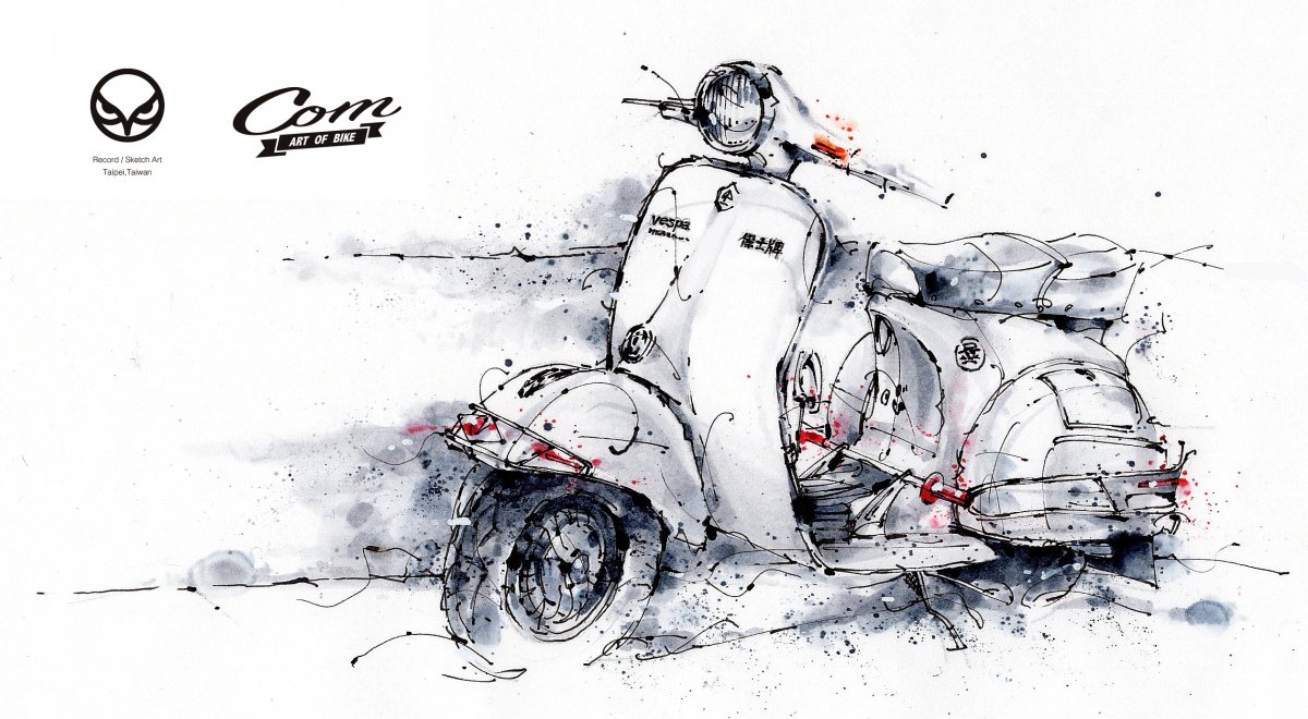 1200x660 Vespa Classic Scooter - Vespa Sketch