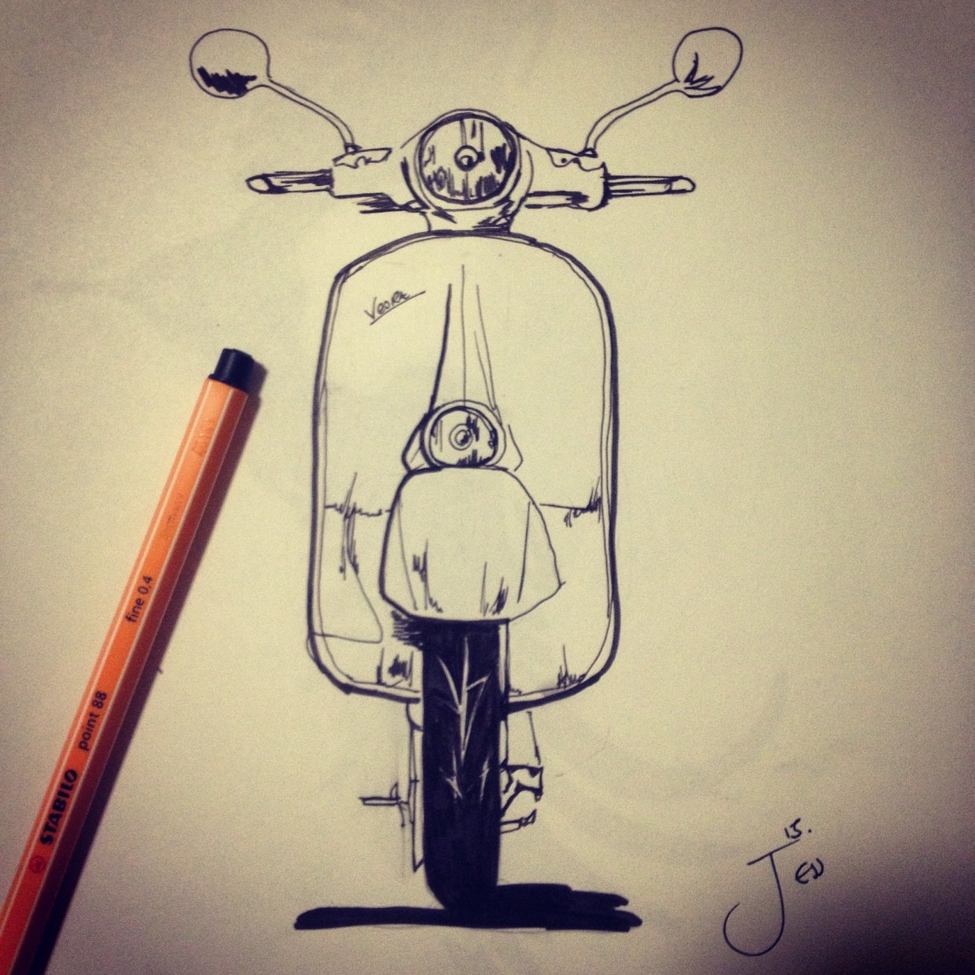 1400x1400 Vespa Sketch By Jessica Milburn - Vespa Sketch